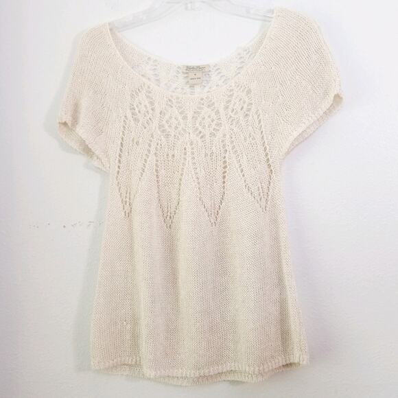 Lucky Brand cream crochet open knit sweater top M - Picture 1 of 7
